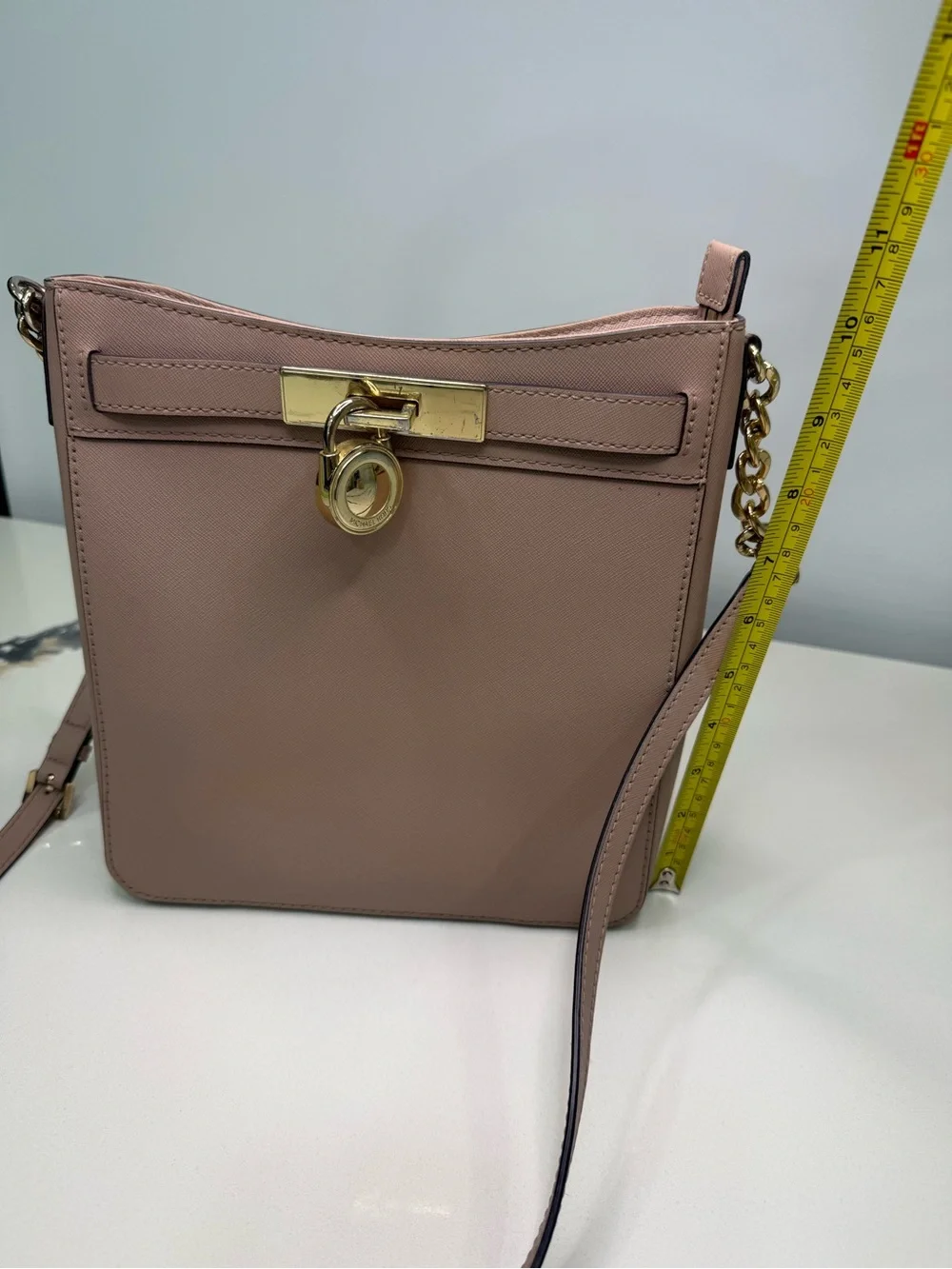 Michael Kors Crossbody Hamilton Traveler Oyster Leather Messenger Bag Purse